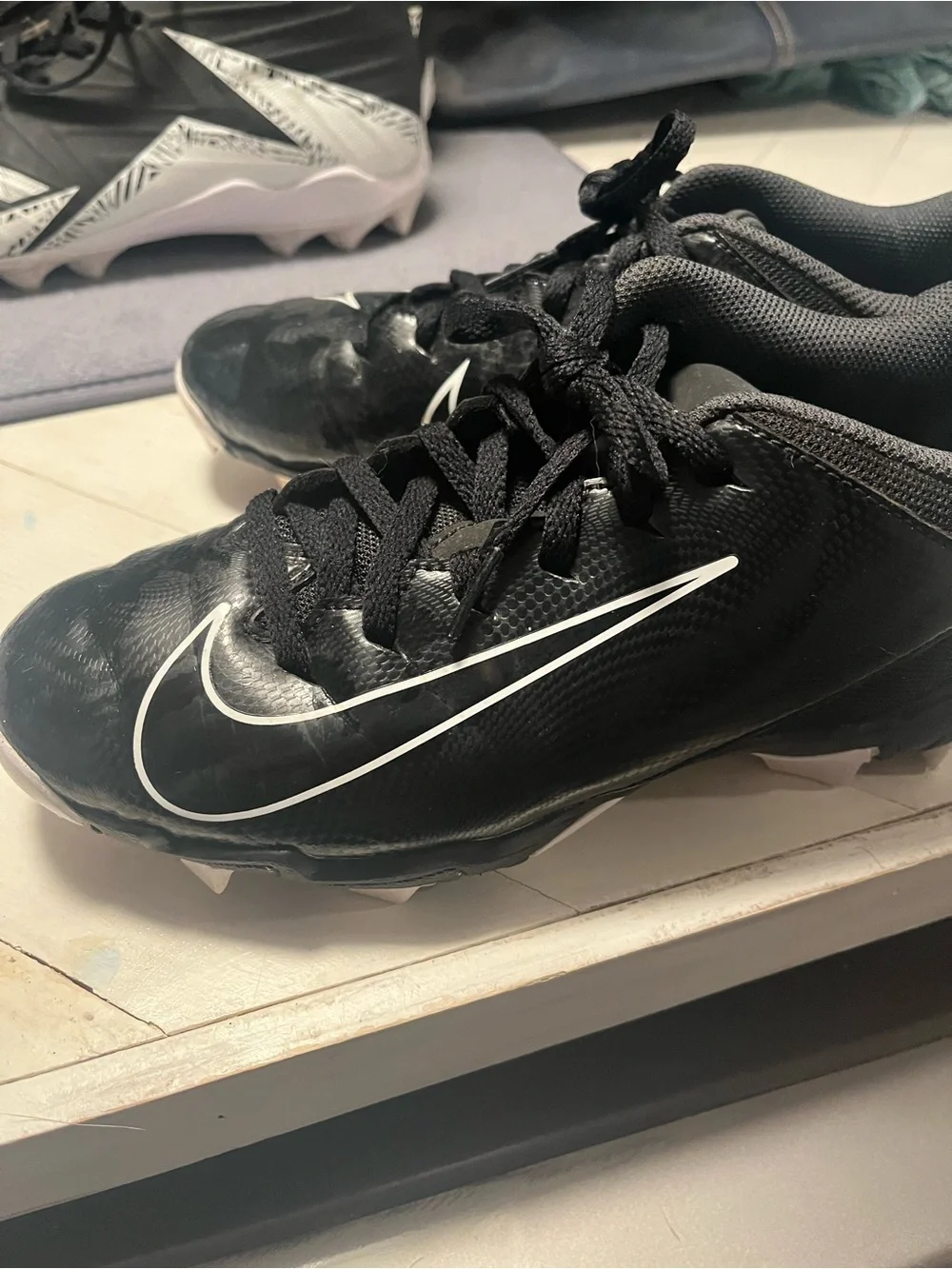 Nike Kids Black Sneakers with White Swoosh